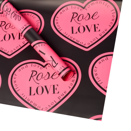 Набор матовой плёнки "Rose Love" 65 микрон, 20 листов, 58cm*58cm, цв. розовый на чёрном