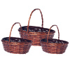 Набор из 3-х корзин плетеных (ива): 38x30xH14/35см, 33х25xH12,5/30см, 28х20x11xH25см, цв. коричневый