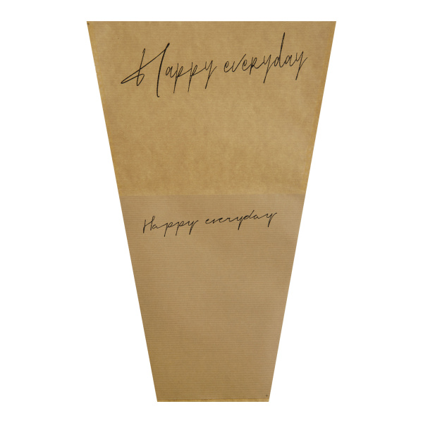 Крафт пакет-конус для цветов "Happy" 28cm x 13cm x 44cm, 20шт/уп, цв. крафт