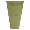 Крафт пакет-конус для цветов "Happy" 28cm x 13cm x 44cm, 20шт/уп, цв. хаки