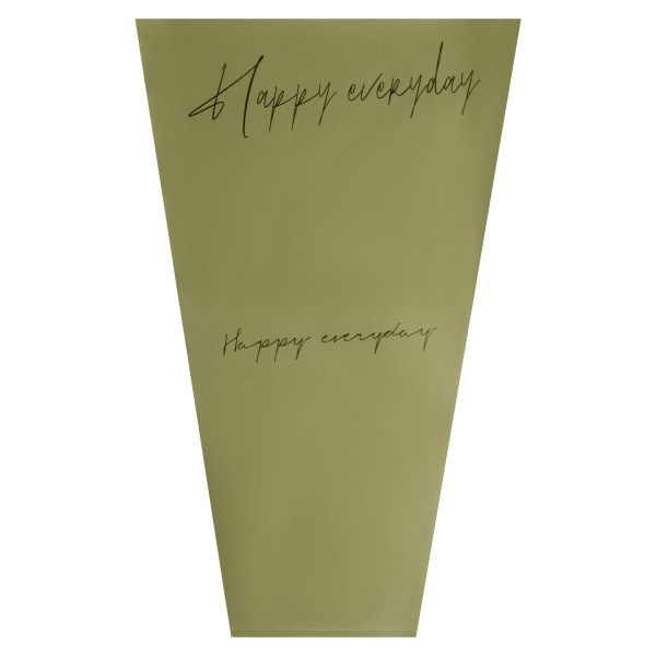 Крафт пакет-конус для цветов "Happy" 28cm x 13cm x 44cm, 20шт/уп, цв. хаки