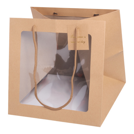Пакет для цветов "Окно" 31х31х31cm, 10шт/уп, цв.крафт