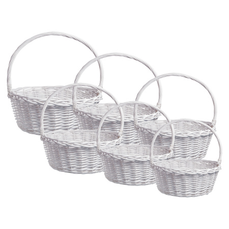 Набор корзин плетеных (ива): 29x12см, 35x14см, 43x16см, 48x18см, 55x20см, 62x24см, 6 шт, цв. белый