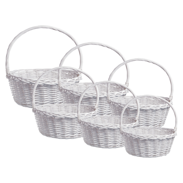 Набор корзин плетеных (ива): 29x12см, 35x14см, 43x16см, 48x18см, 55x20см, 62x24см, 6 шт, цв. белый
