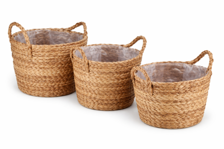 Набор корзин (рогоз): 29x23х25см; 25x19х20см; 22x17х17см; 3 шт, цв. натуральный