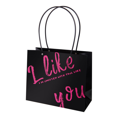 Сумка с пластиковыми ручками "I Like you" 30x13x25cm 10шт/уп, цв. чёрный