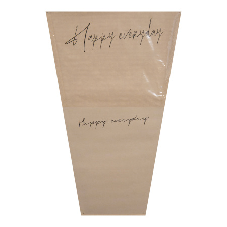 Крафт пакет-конус для цветов "Happy" 28cm x 13cm x 44cm, 20шт/уп, цв. светло-розовый