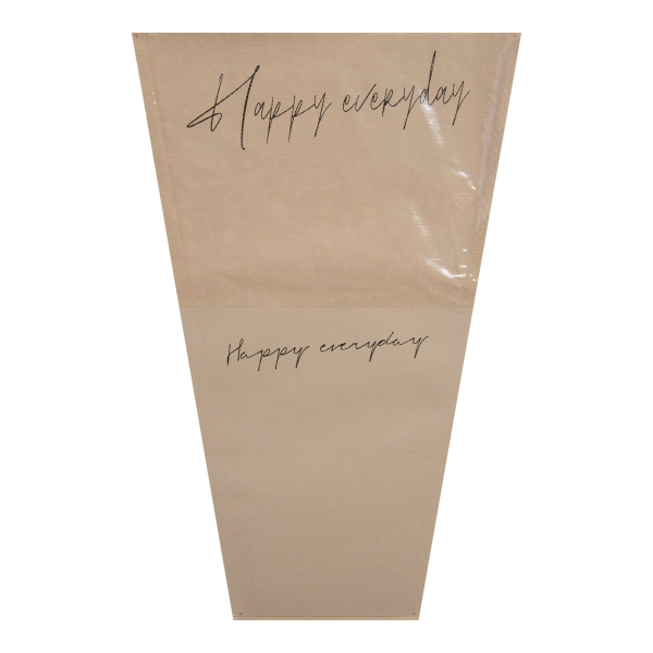 Крафт пакет-конус для цветов "Happy" 28cm x 13cm x 44cm, 20шт/уп, цв. светло-розовый