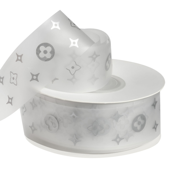 Лента силиконовая, с принтом "Stars", 25mmx25yards, цв. серебристый