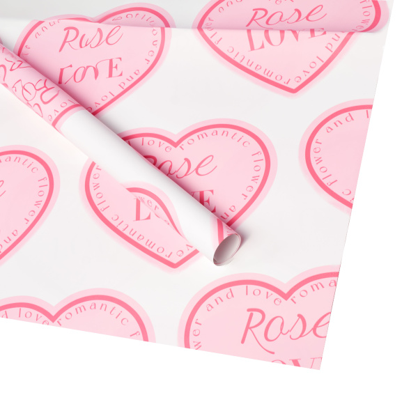 Набор матовой плёнки "Rose Love" 65 микрон, 20 листов, 58cm*58cm, цв. св. розовый на белом