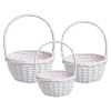 Набор корзин плетеных (ива): D40х18/45см, D30X15/40см, D24X12/30см, 3 шт, цв. белый