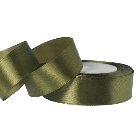 Лента атласная, 25mmx25yards, цв. хаки, A183