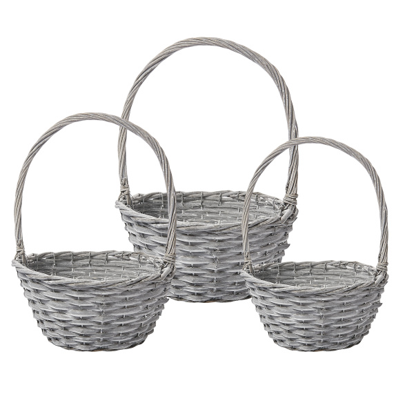 Набор корзин плетеных (ива), D30хН14/38см, D26хН12/33см, D22хН10/28см, (3шт)